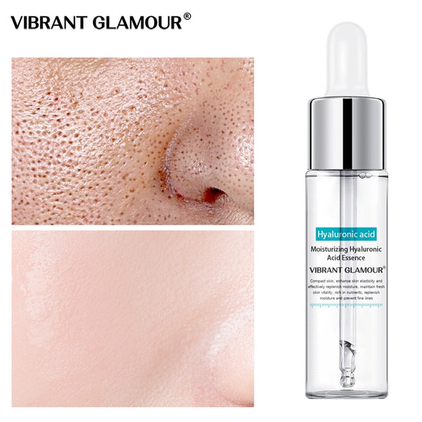 VIBRANT GLAMOUR Hyaluronic Acid Face Serum Anti-Wrinkle Moisturizing Essence Shrink Pore Water-Locking Whitening Skin Care 15ml