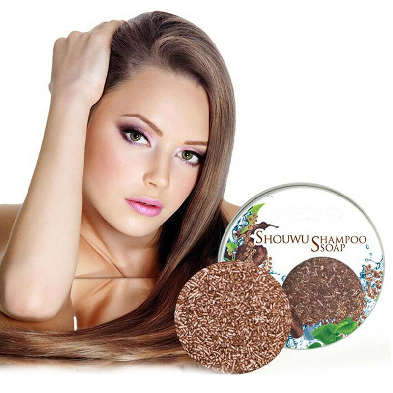 New Polygonum Essence Hair Darkening Shampoo Bar Soap Natural Organic Mild Formula Hair Shampoo Gray Hair Reverse Hair Cleansing
