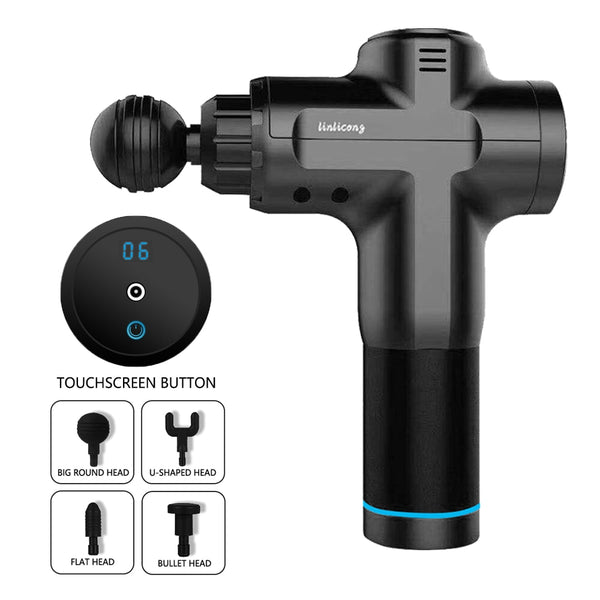 LCD Display Body Massage Gun Exercising Muscle Electric Massager Gun head Massager for Neck and Back Vibrator Slimming Shaping