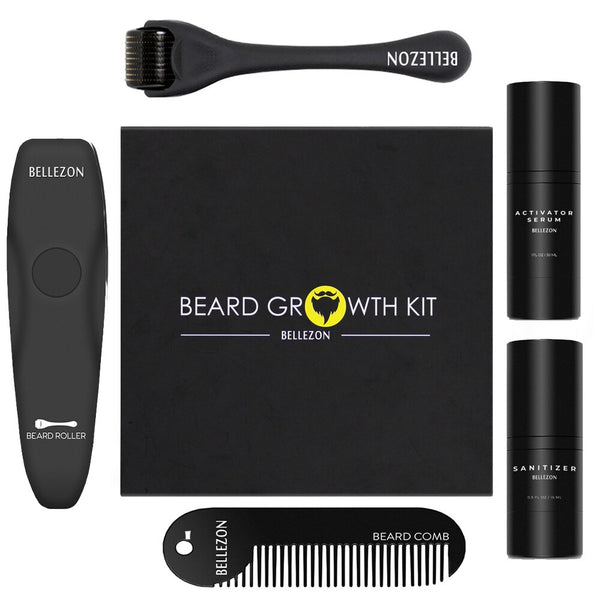 4 Pcs/set Barbe Beard Growth Kit Hair Growth Enhancer Thicker Oil Nourishing Essence Leave-in Conditioner Beard Care with Comb