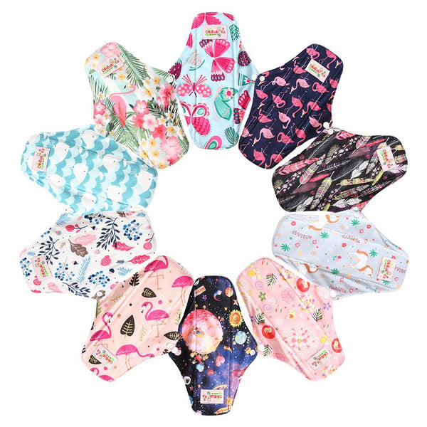 Ohbabyka Reusable Pads bamboo Charcoal Sanitary Pads Mama Menstrual Cotton Pads Washable Panty Liner Pads Health Femin 7PCS/Set