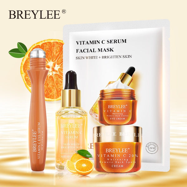 BREYLEE Vitamin C Series Whitening Face Mask Eye Cream Serum Remove Dark Circle Spots Moisturizing Skin Care Essence Ageless Set