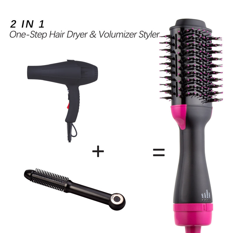 Professional Hair Dryer Brush  2 In 1 ionic Hair Straightener Curler Comb Electric Blow Dryer With Comb Hair Roller Brush Styler