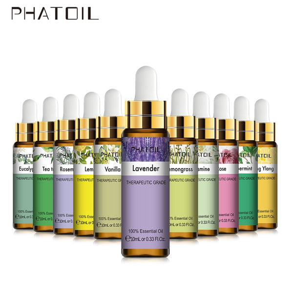 10ML Lavender Eucalyptus Pure Essential Oils Diffuser Rose Lemon Jasmine Vanilla Mint Sandalwood Bergamot Tea Tree Aroma Oil